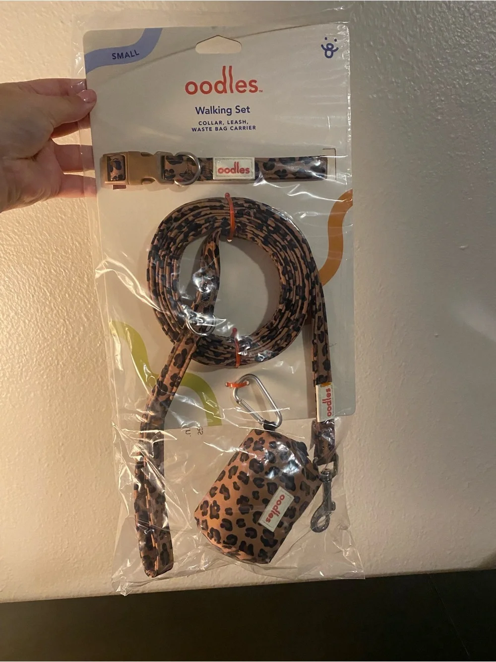 Oodles Multi-Colored Leopard Print Dog Walking 3 Piece Set Small